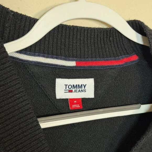 Tommy Hilfiger Cardigan Stripe Graphic Tommy Jeans Man Black White M - Picture 4 of 9